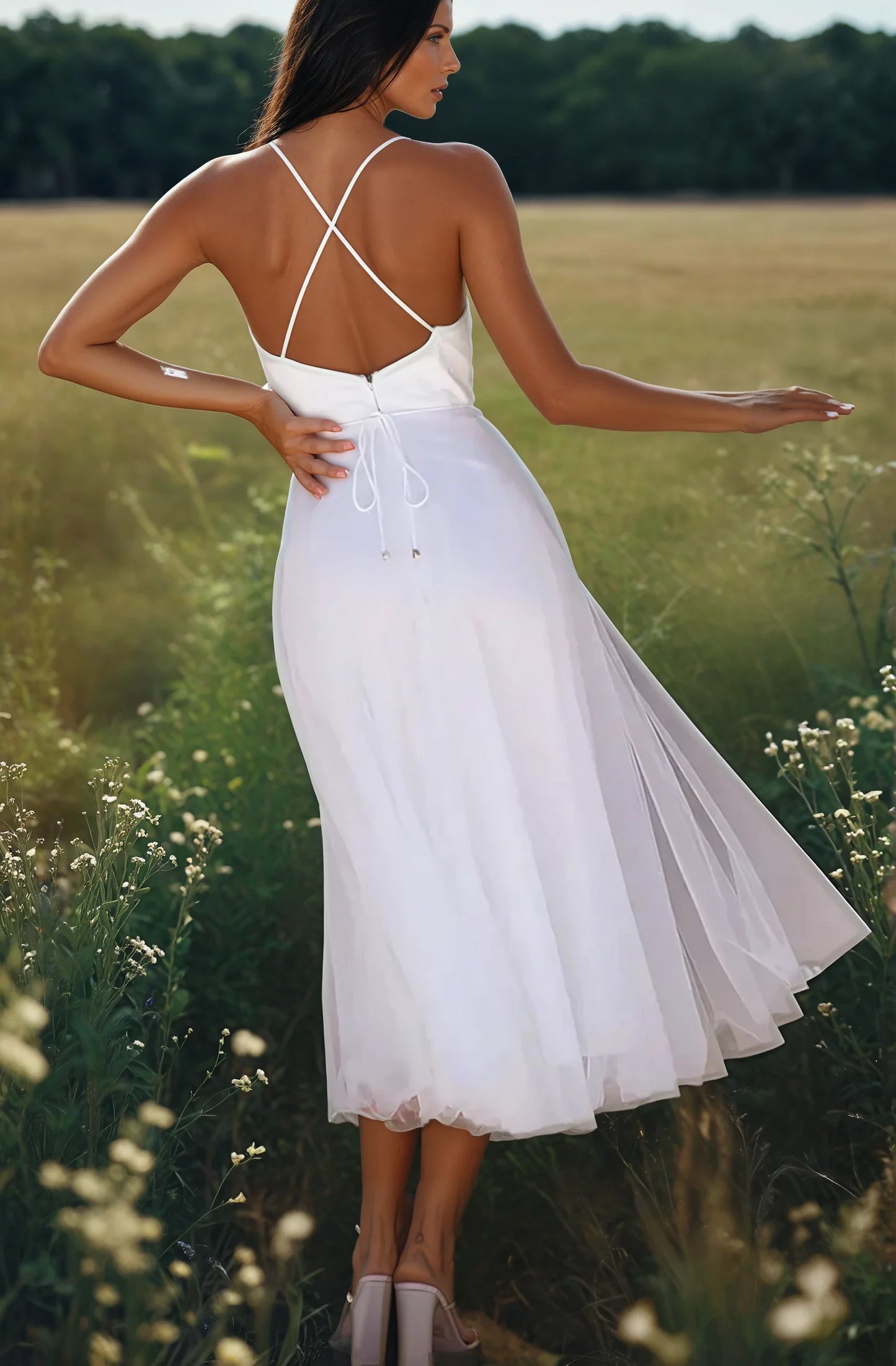 Chloé - Vestido de noche de princesa - Vestido de gasa sin tirantes