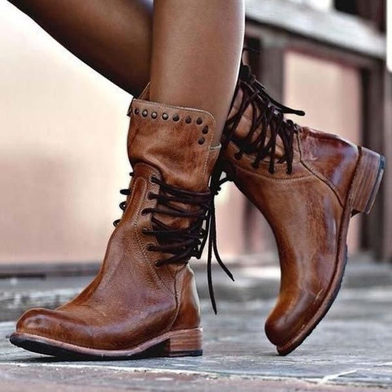 Leather lace-up boots