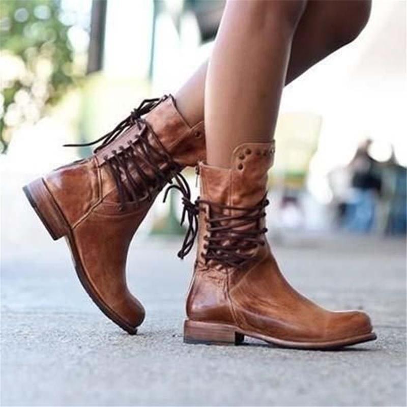 Leather lace-up boots