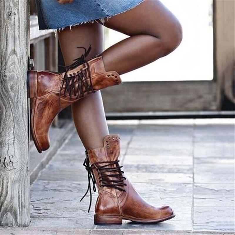 Leather lace-up boots