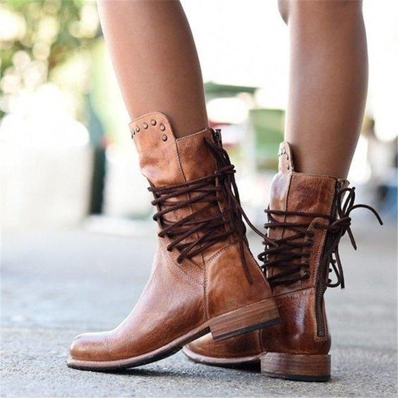 Leather lace-up boots
