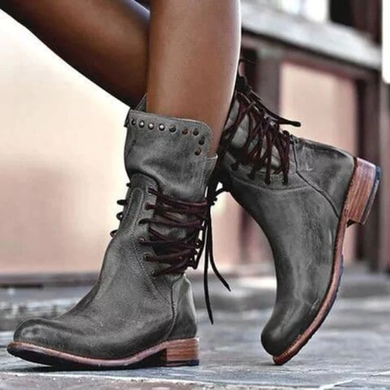 Leather lace-up boots