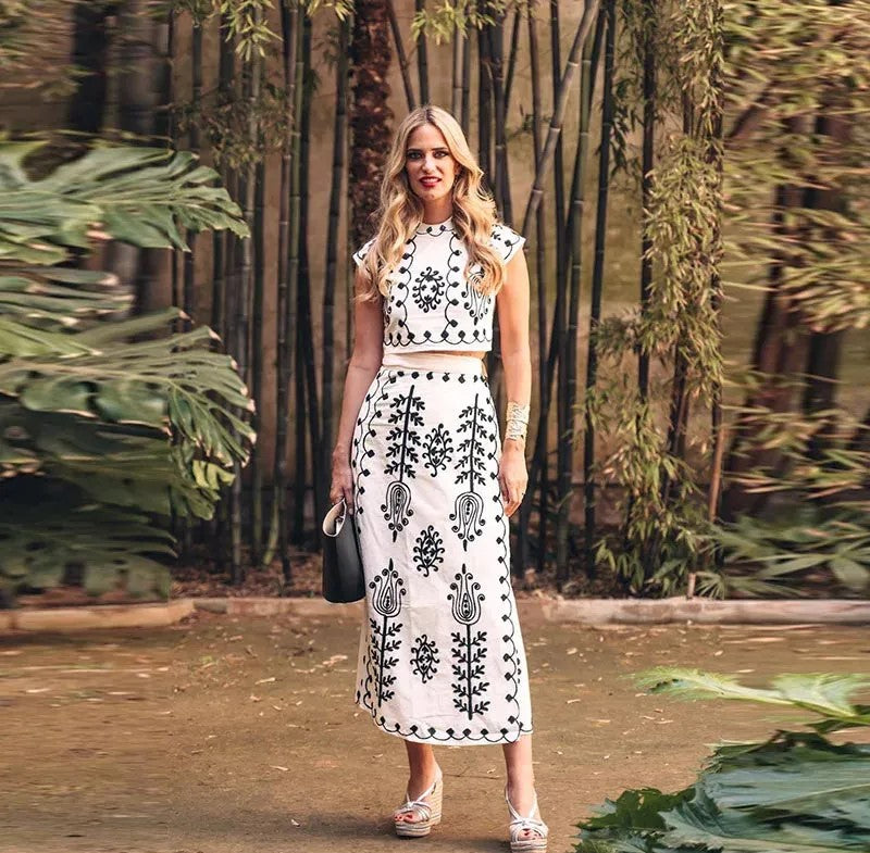 CAMILLA - PRINTED TOP AND SKIRT SET