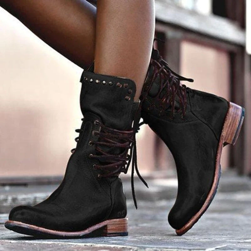 Leather lace-up boots