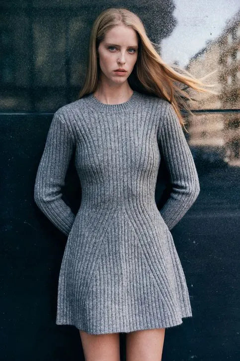 Venna - Midi vestido de punto de canalé
