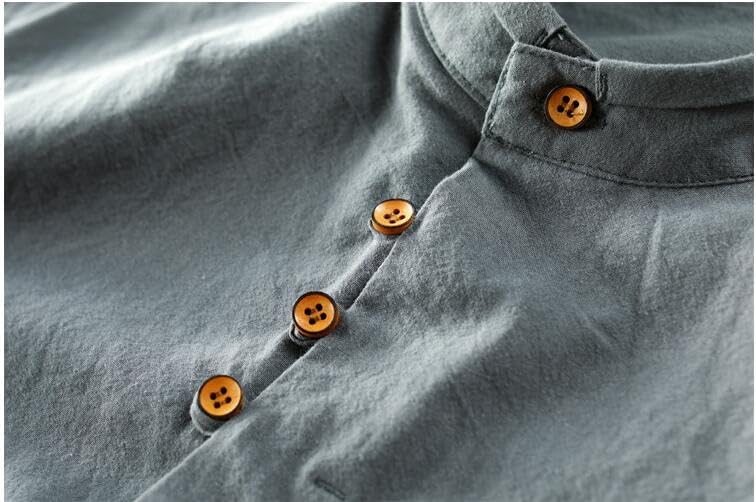 Linen shirt with Mao collar