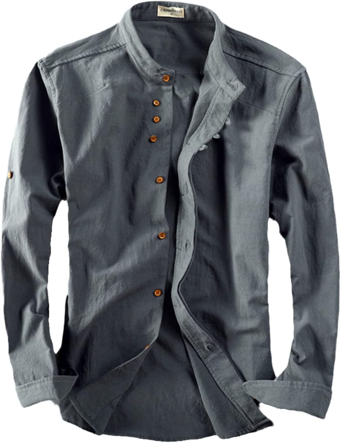 Linen shirt with Mao collar