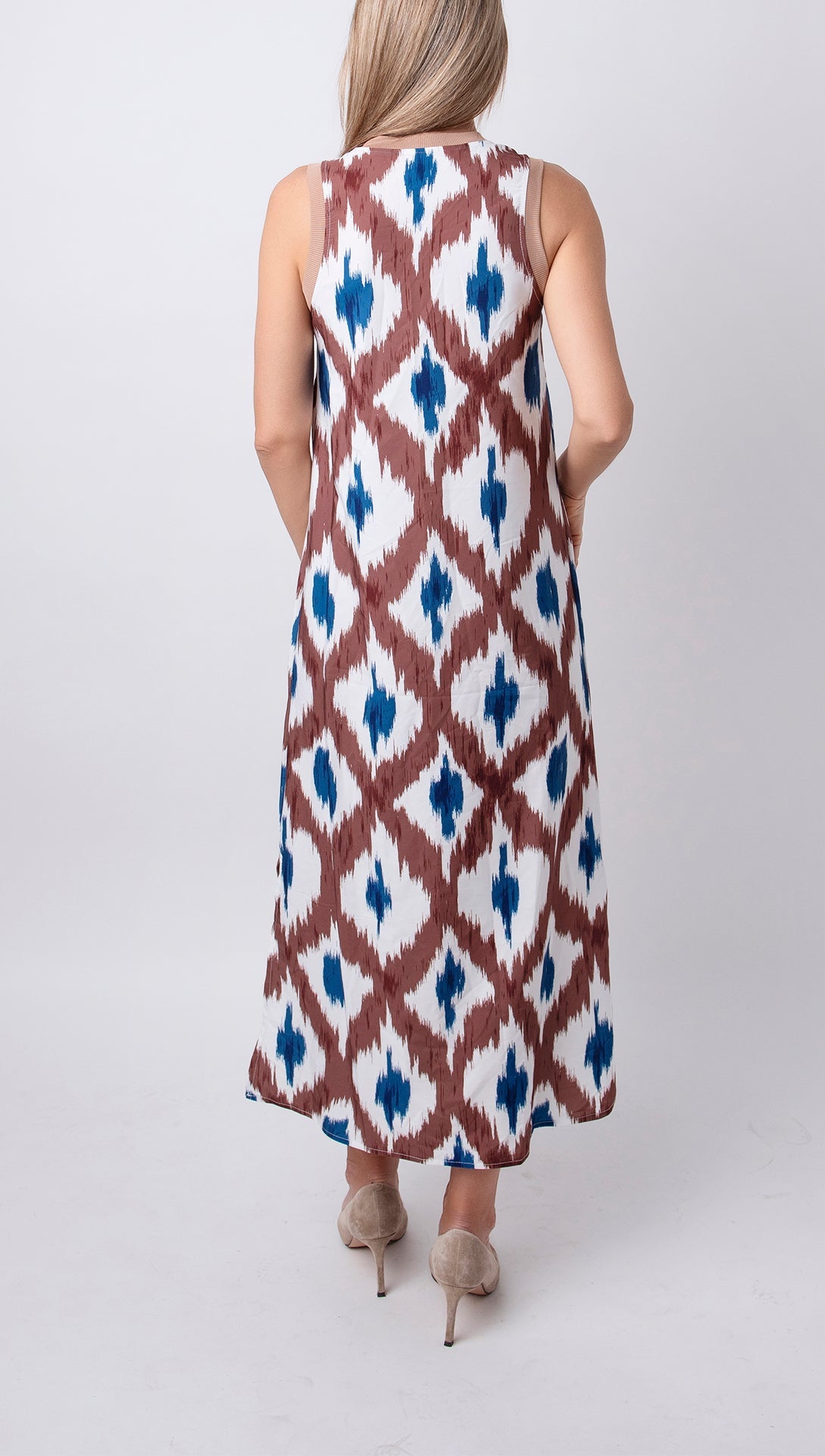 Laia - Vestidos casuales con tirantes y cuello en V con patchwork y estampado geométrico