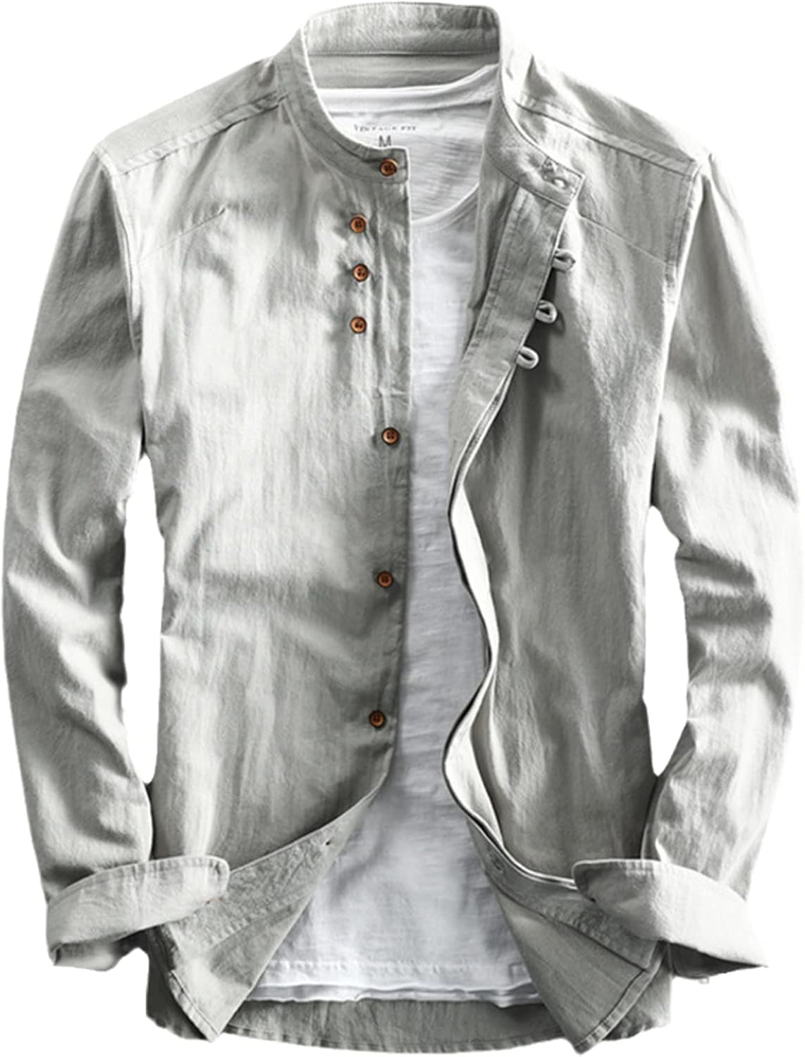 Linen shirt with Mao collar
