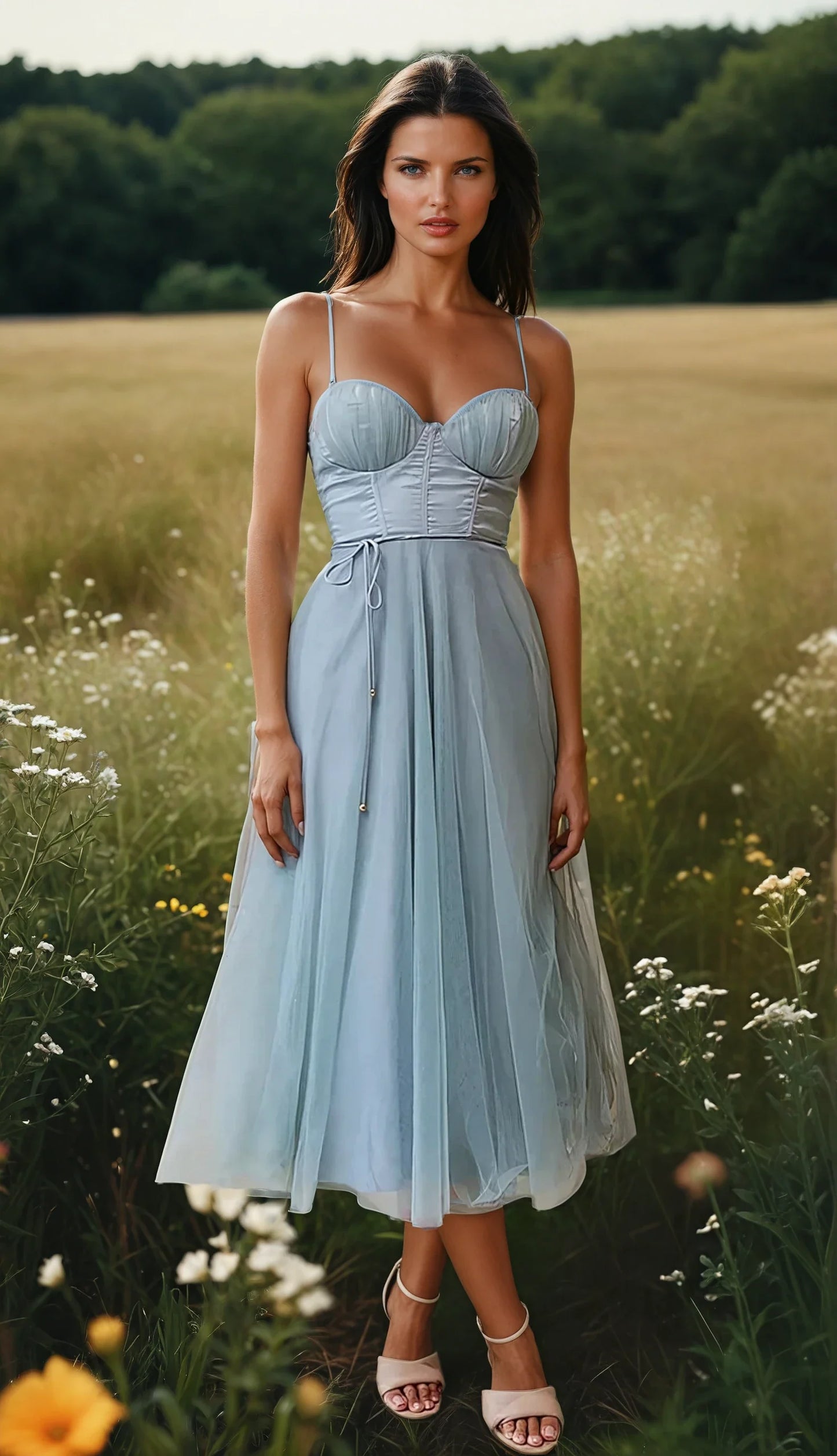 Chloé - Vestido de noche de princesa - Vestido de gasa sin tirantes