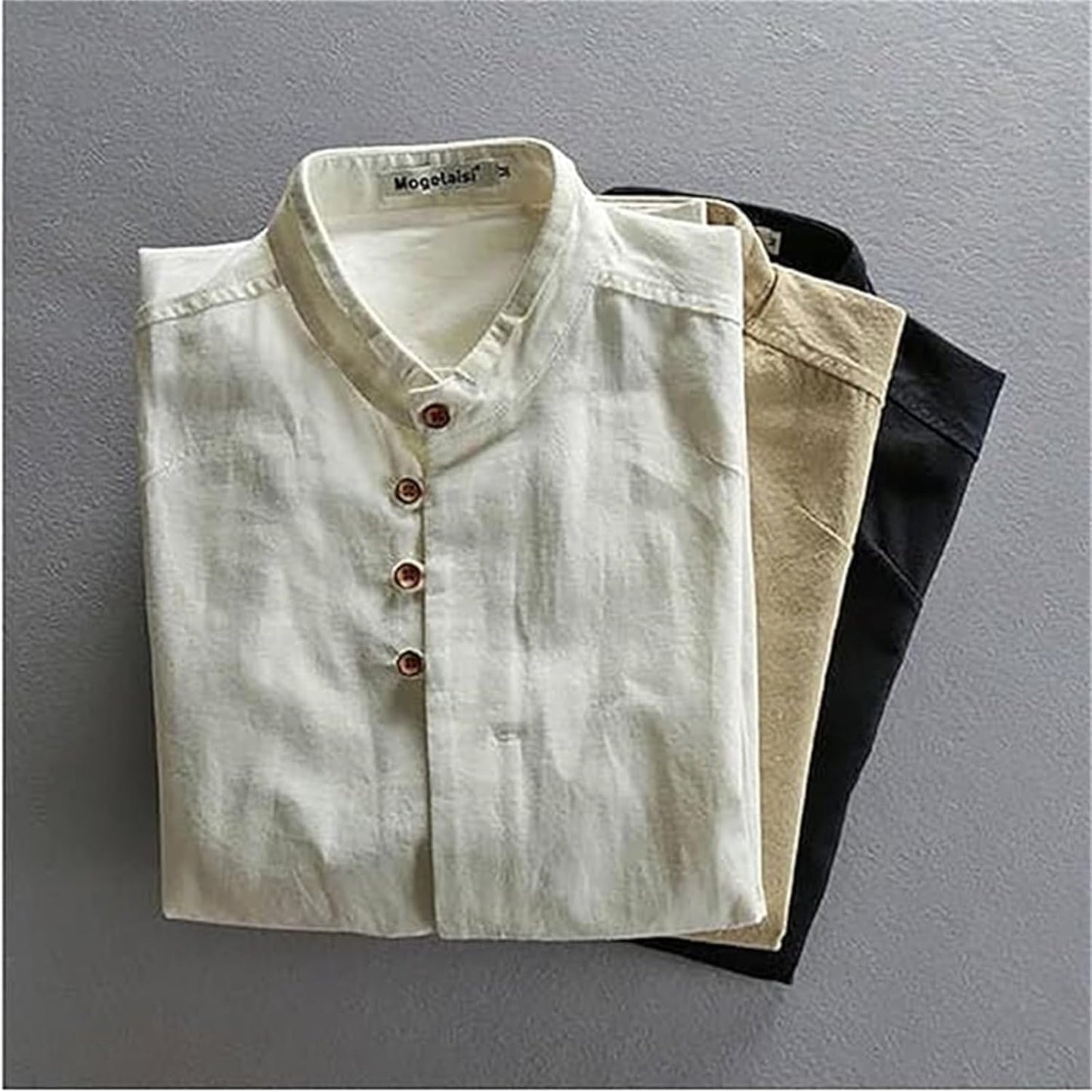 Linen shirt with Mao collar