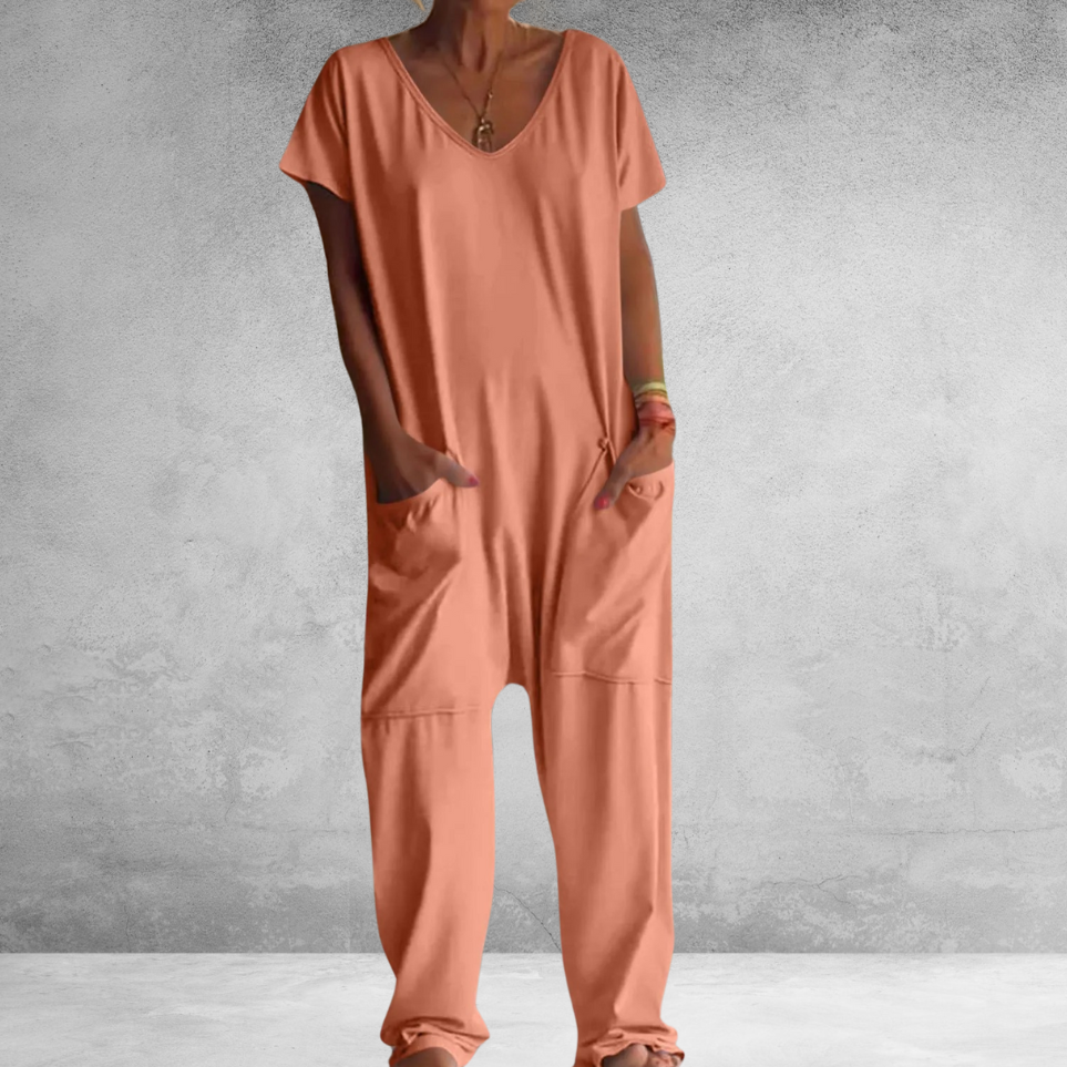 Long short-sleeved jumpsuit