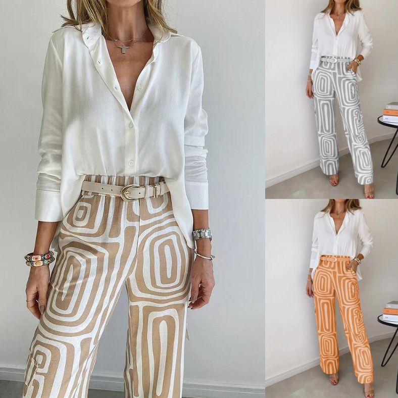 Paola - Conjunto de camisa y pantalón