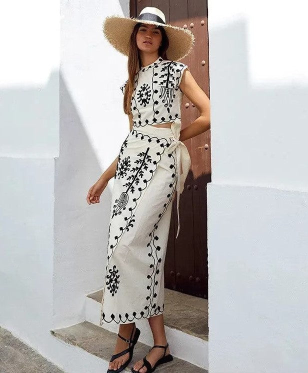 CAMILLA - PRINTED TOP AND SKIRT SET