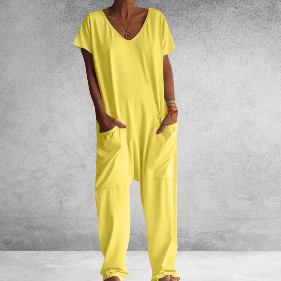 Long short-sleeved jumpsuit
