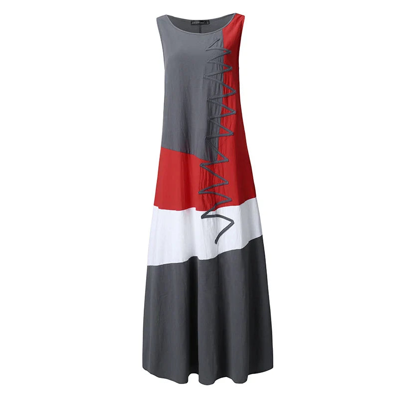 Vestido Maxi Kaftan con Costuras de Color Plus Size