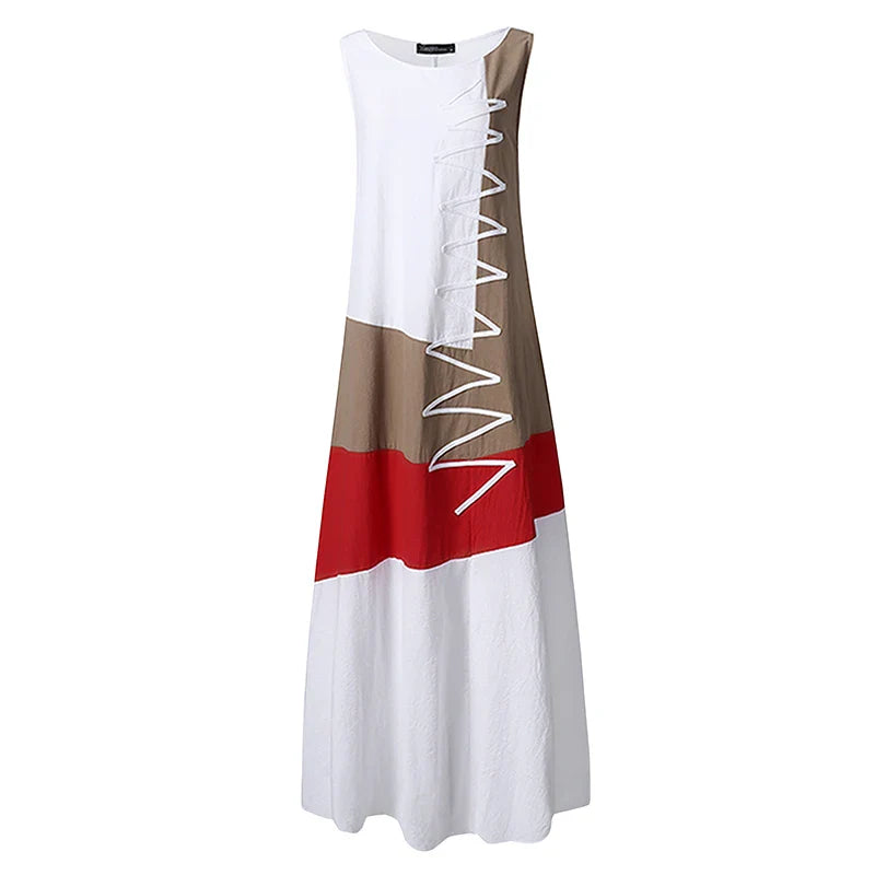 Vestido Maxi Kaftan con Costuras de Color Plus Size