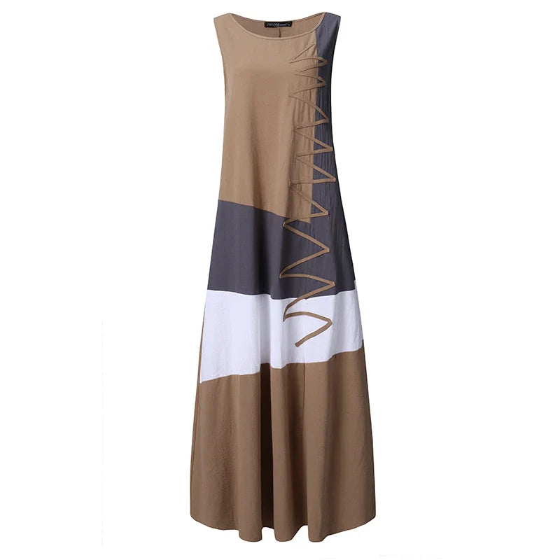 Vestido Maxi Kaftan con Costuras de Color Plus Size