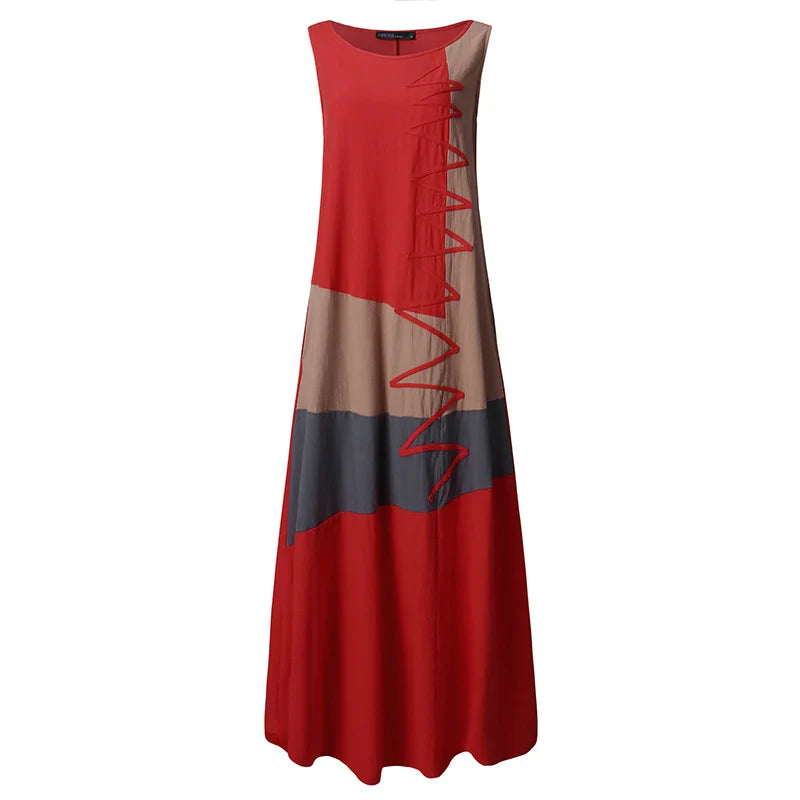 Vestido Maxi Kaftan con Costuras de Color Plus Size