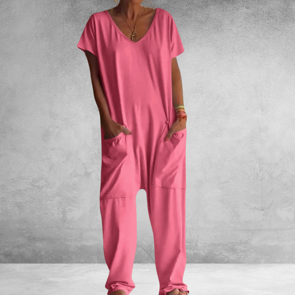 Long short-sleeved jumpsuit