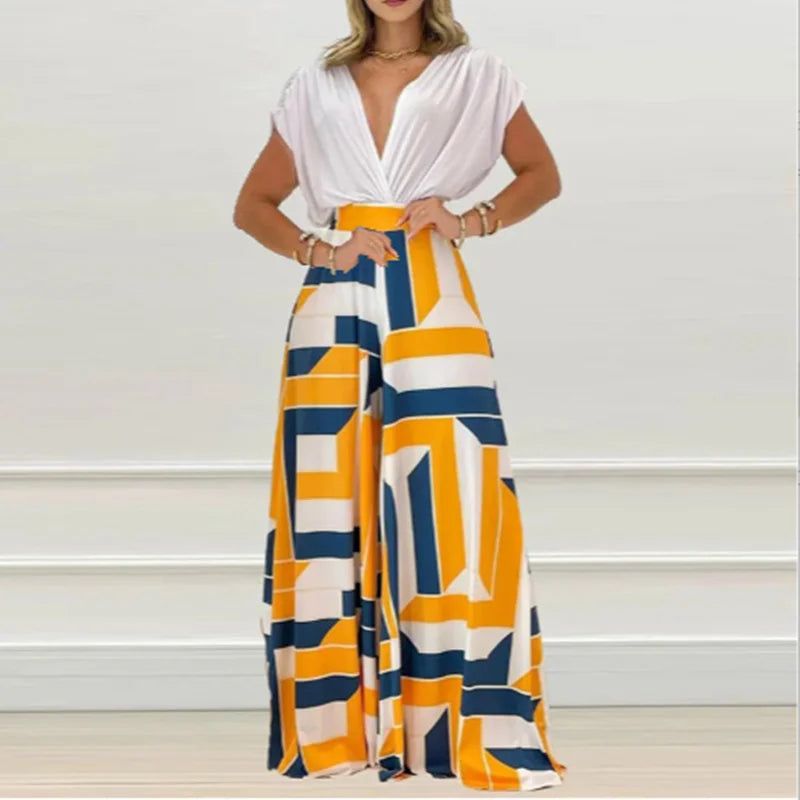 Conjunto de Dos Piezas Pantalones Wide-Leg