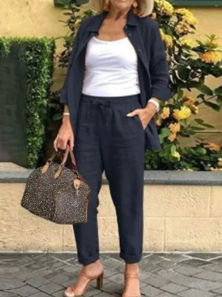 Conjunto Casual de Algodón y Lino 2 Piezas