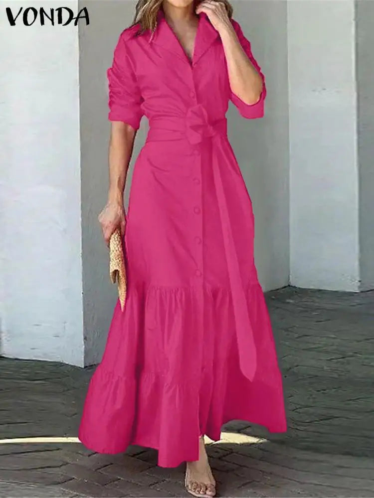 Vestido Lapela Elegante con Volantes Casual
