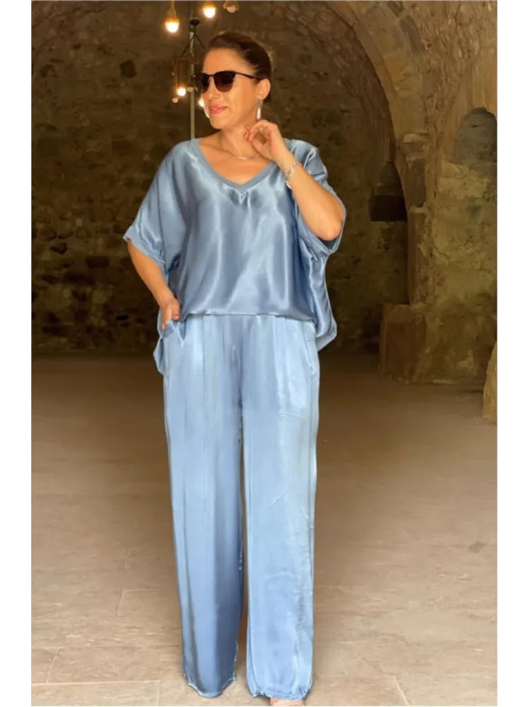 Plain Satin Casual Set