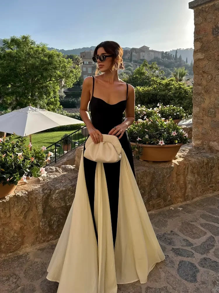 Long Strappy Dress with V-Neckline