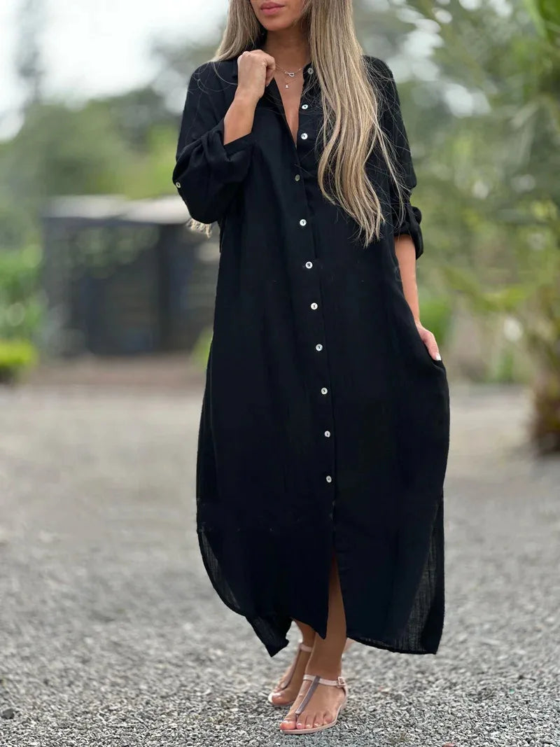 Casual Long Cotton and Linen Dress