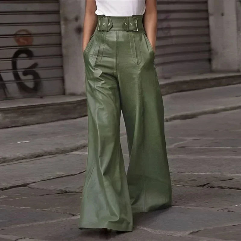 Pantalones de Mujer de Cuero PU - Estilo Vintage