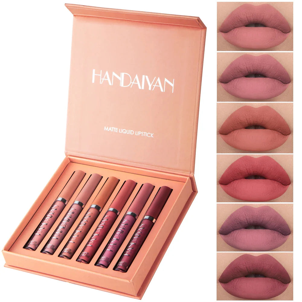 Set de 6 Labiales Líquidos – Larga Duración y Acabado Mate
