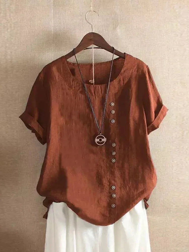 Blusa de Lino y Algodón (S - 5XL)