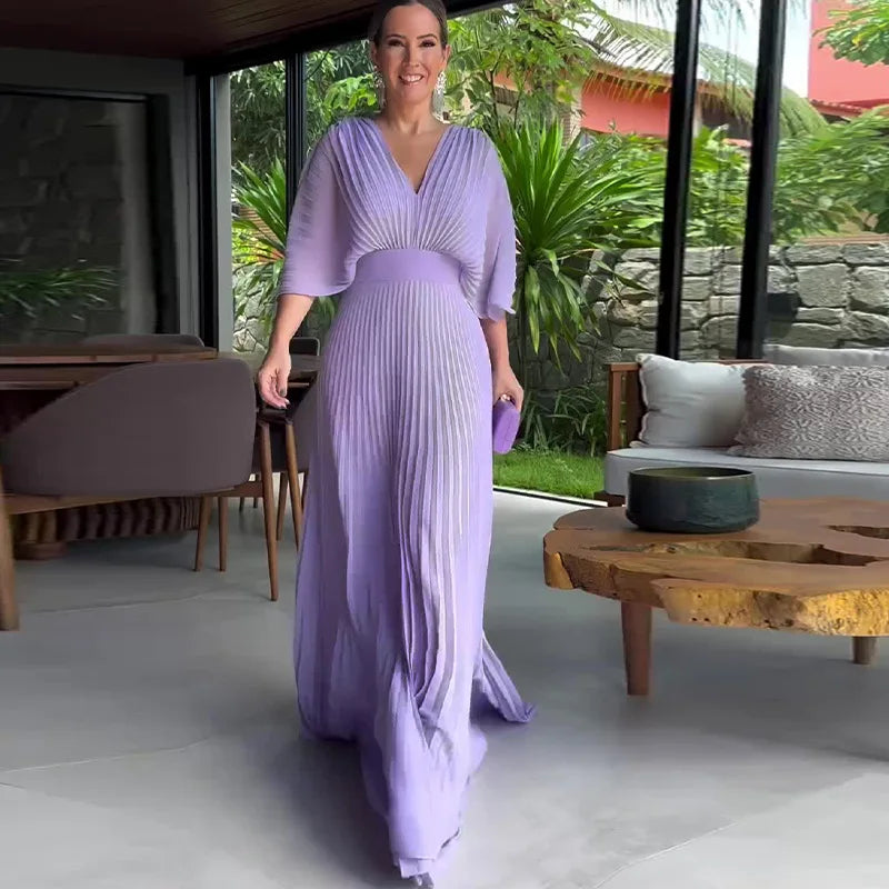 Vestido Plisado de Primavera/Verano