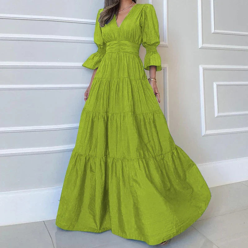 Vestido Largo Elegante con Drapeado