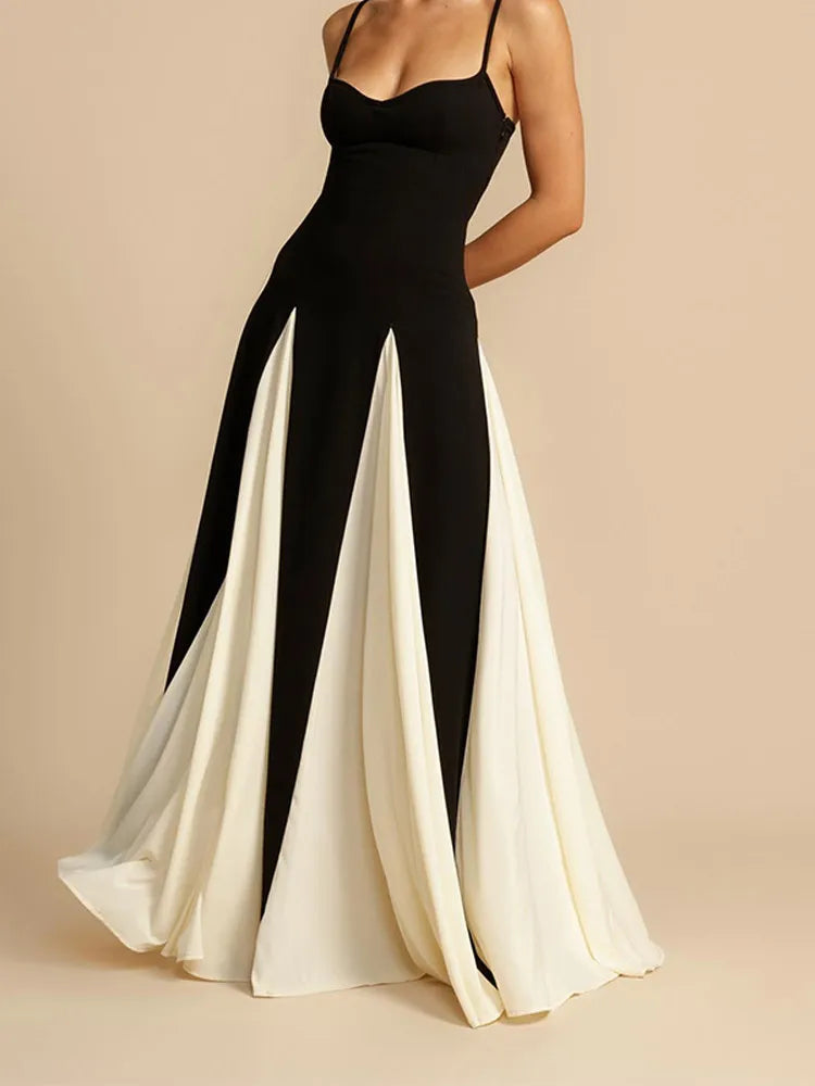 Long Strappy Dress with V-Neckline