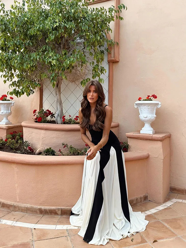 Long Strappy Dress with V-Neckline
