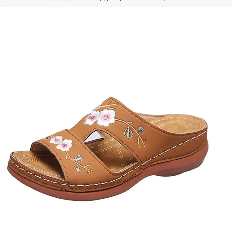 Sandalias Cuñas Bordadas