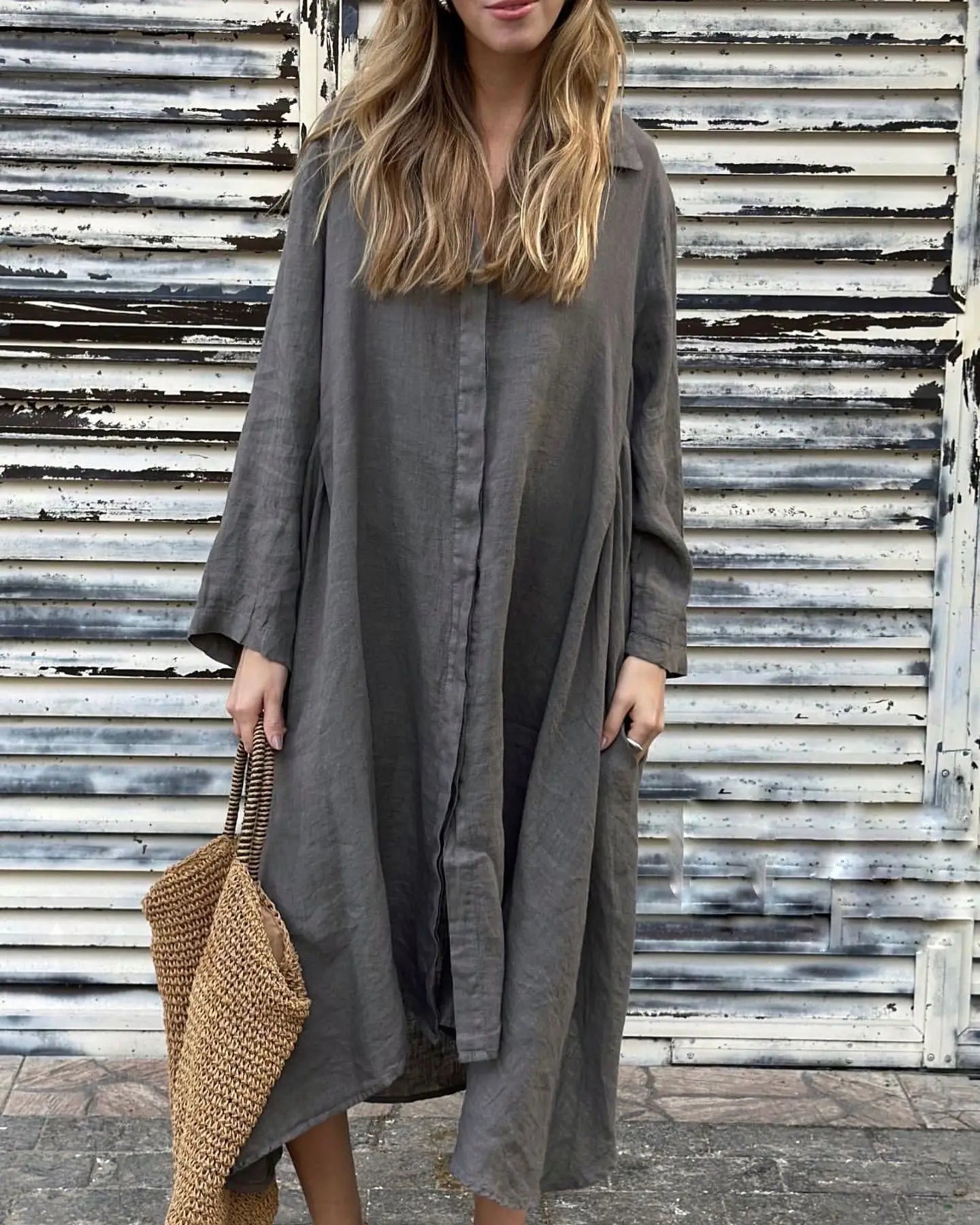 Women's Long Cotton and Linen Dress
