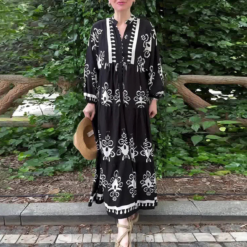 Vestido Largo Bohemio con Estampado Vintage