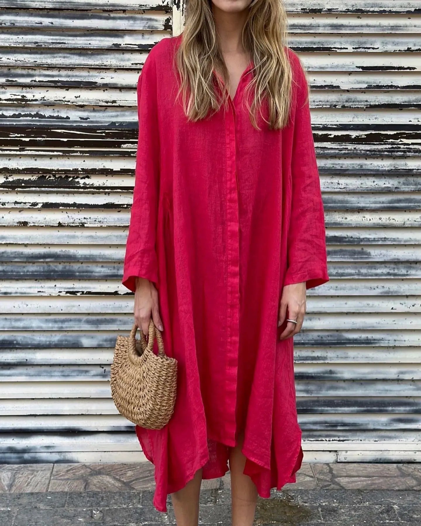Women's Long Cotton and Linen Dress