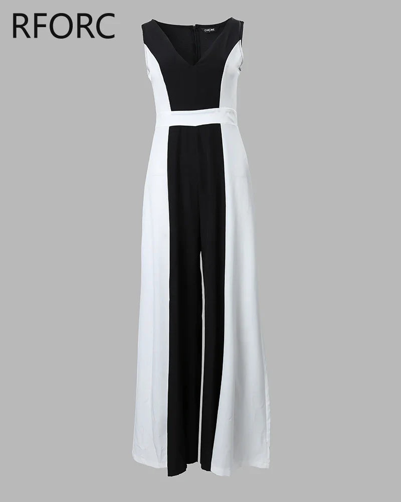 Sleeveless V-Neck Formal Jumpsuit