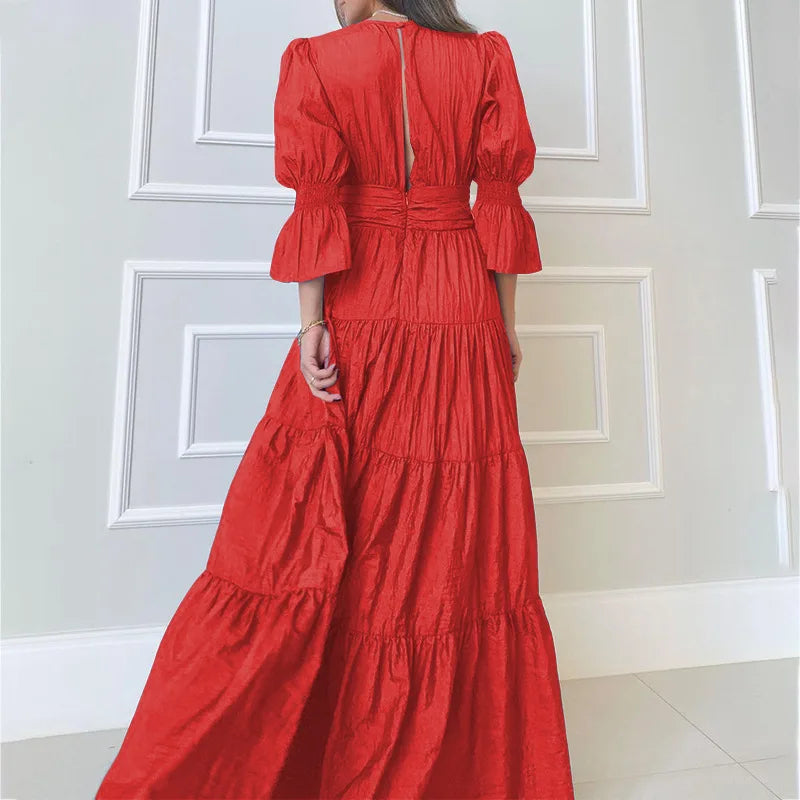 Vestido Largo Elegante con Drapeado