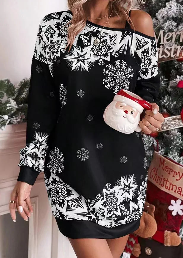 Vestido de Invierno con Estampado de Copos de Nieve