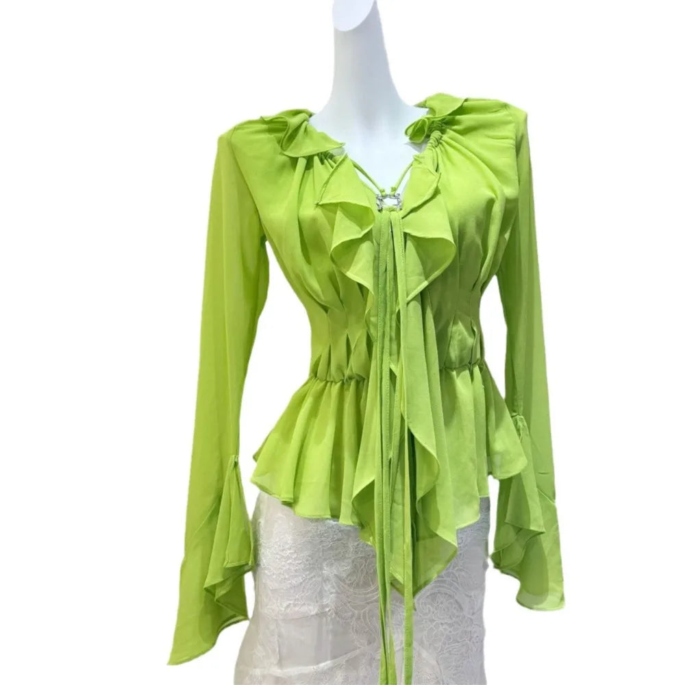 Blusa con Encaje y Chiffon