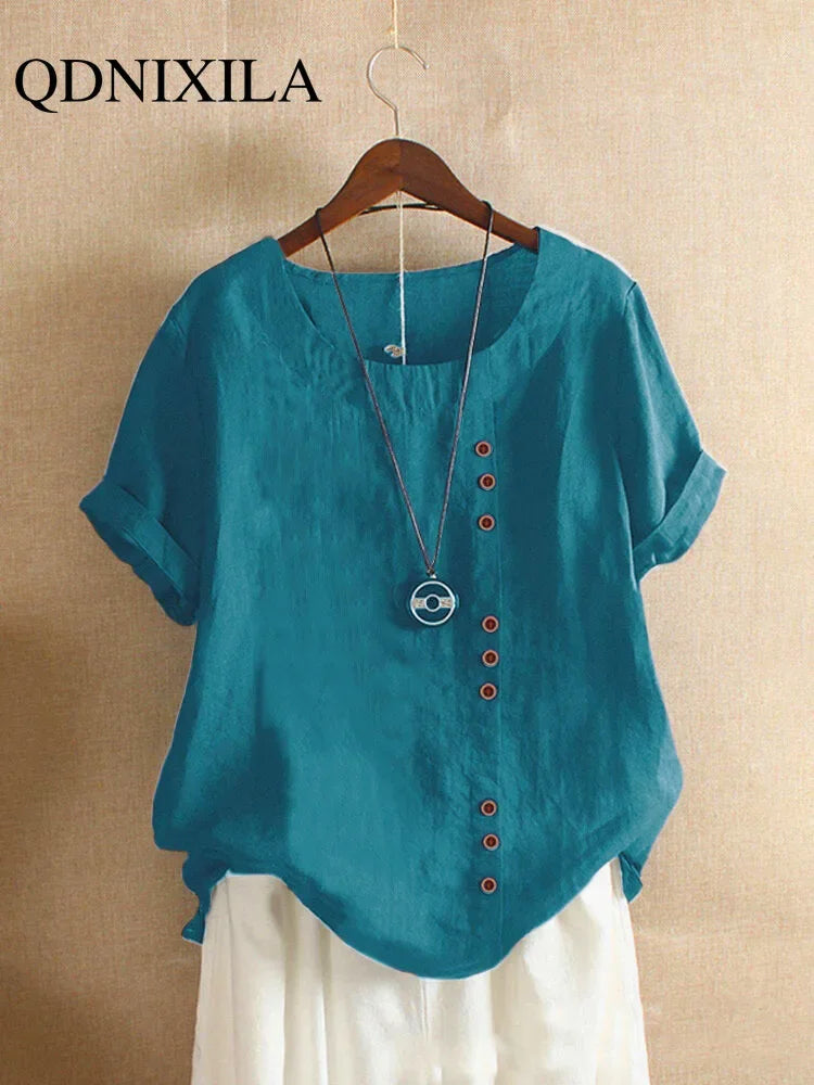 Blusa de Lino y Algodón (S - 5XL)