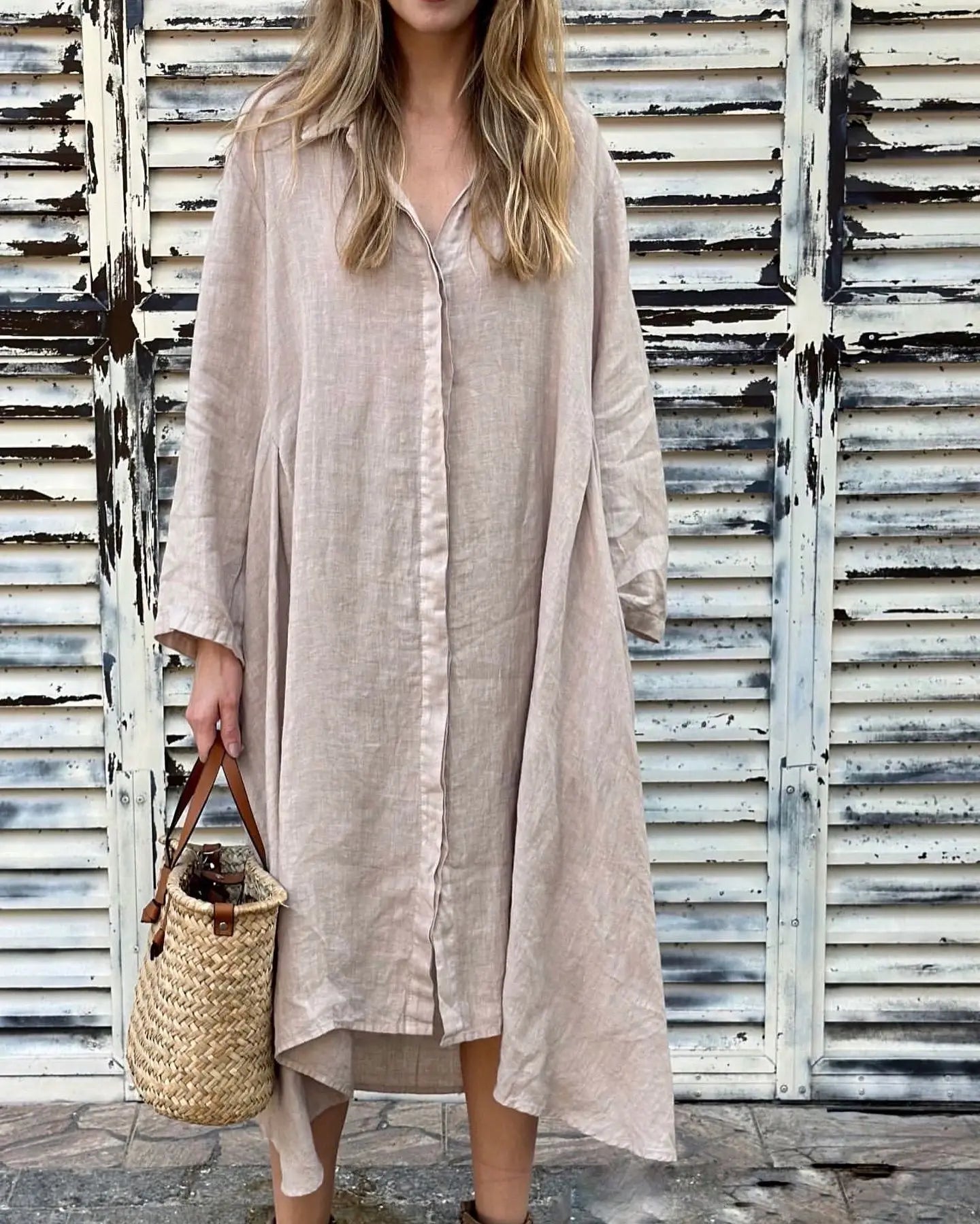 Women's Long Cotton and Linen Dress