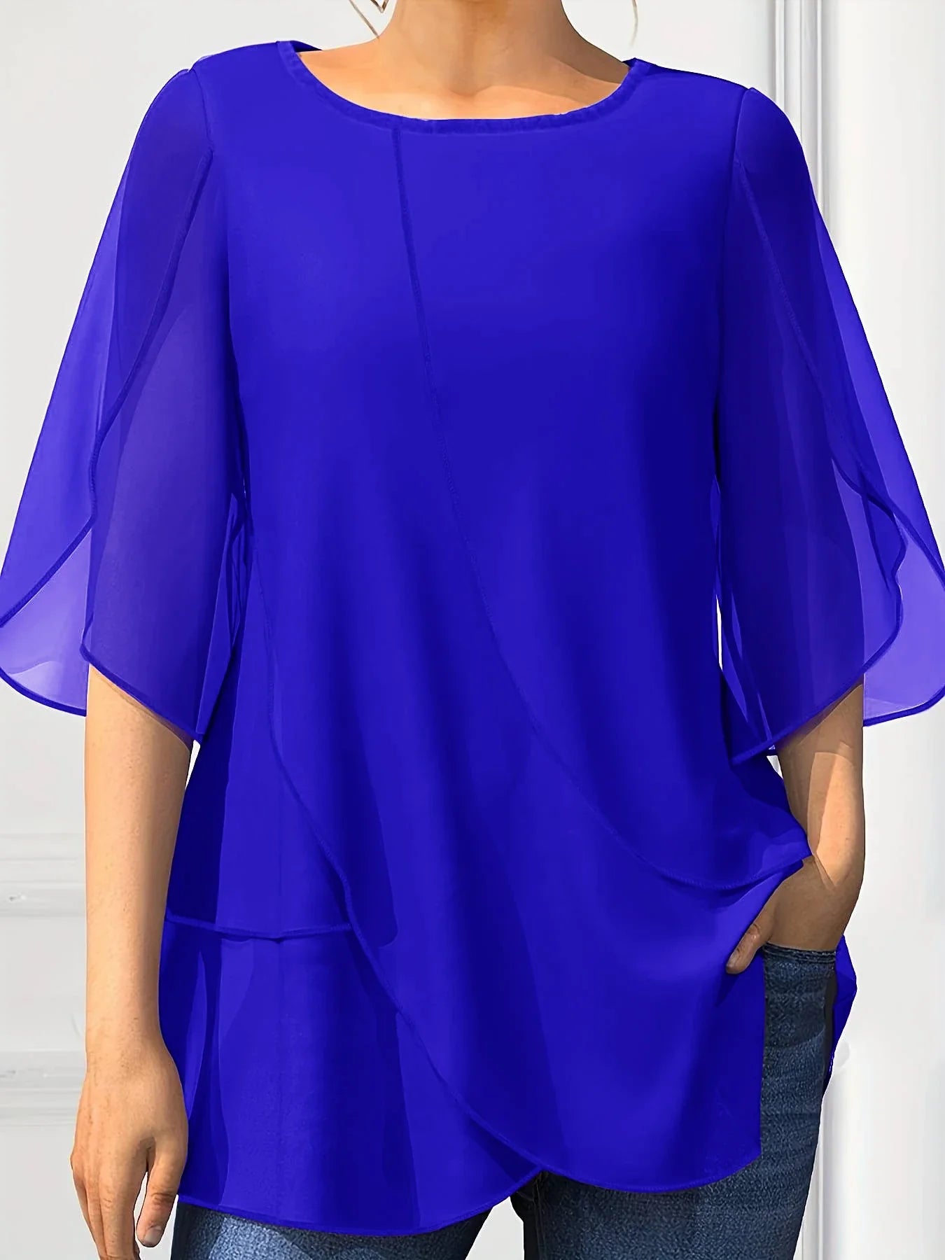Blusa Elegante de Chiffon Plus Size