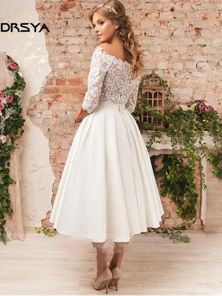Vestido de Novia Vintage con Encaje y Satén