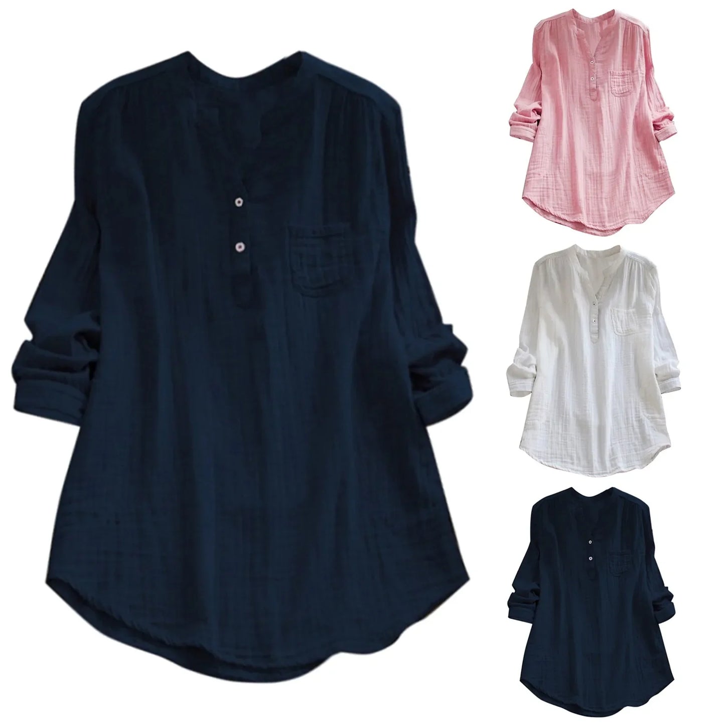 Blusa holgada de Algodón y Lino
